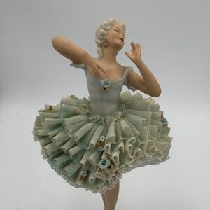 Vintage Unterweissbach Porcelain Ballerina Figurine Lace Tutu Germany Crown Mark